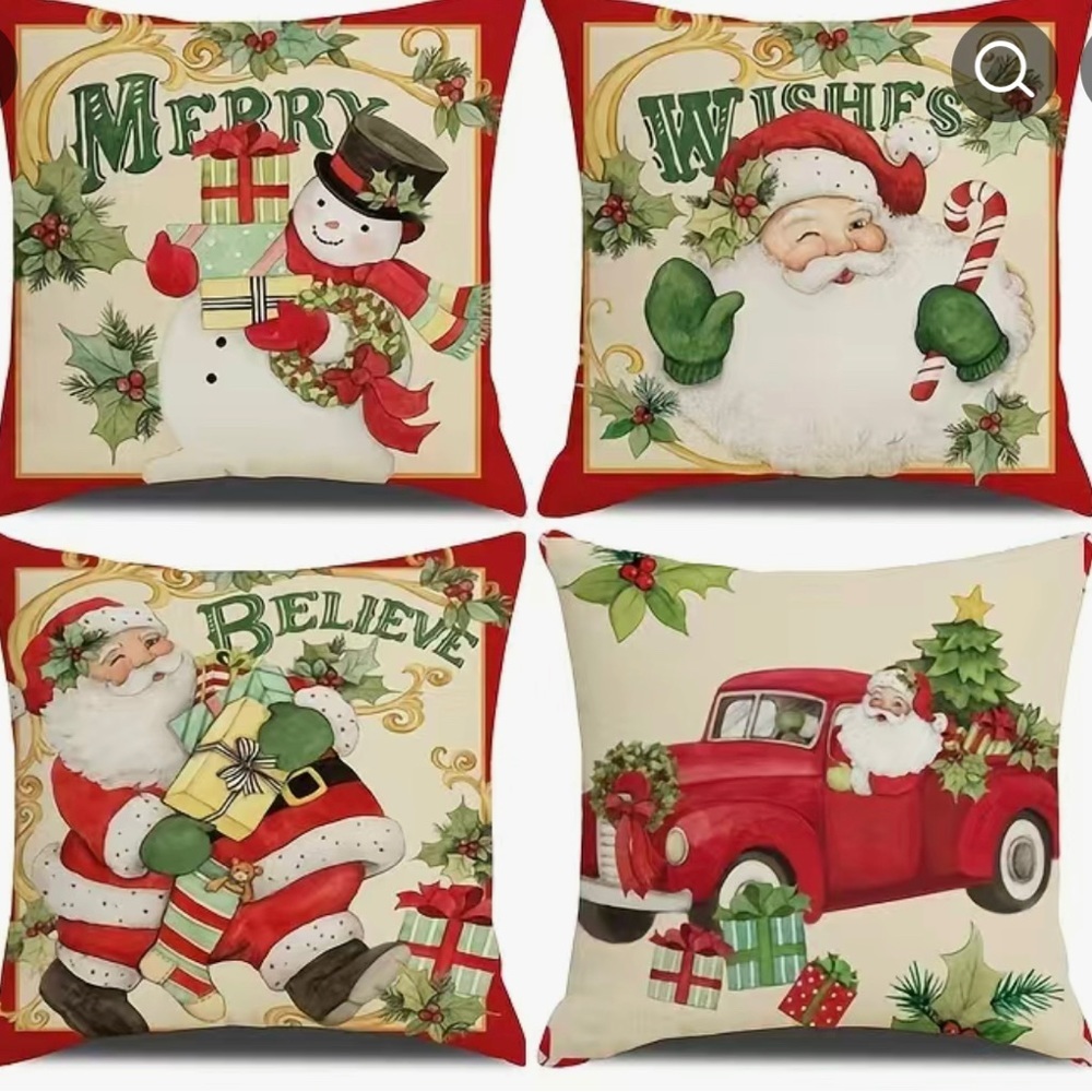 Christmas Pillowcases,17.7x17.7 Inch, Set Of 4, Pillow Inserts Not included B24